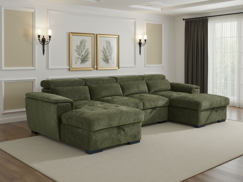 Lulworth Sofabed Green U Shape Corner