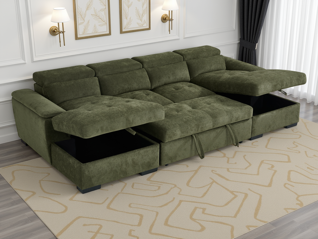 Lulworth Sofabed Green U Shape Corner