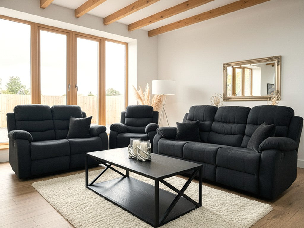Kendal Manual Recliner Sofa Black set