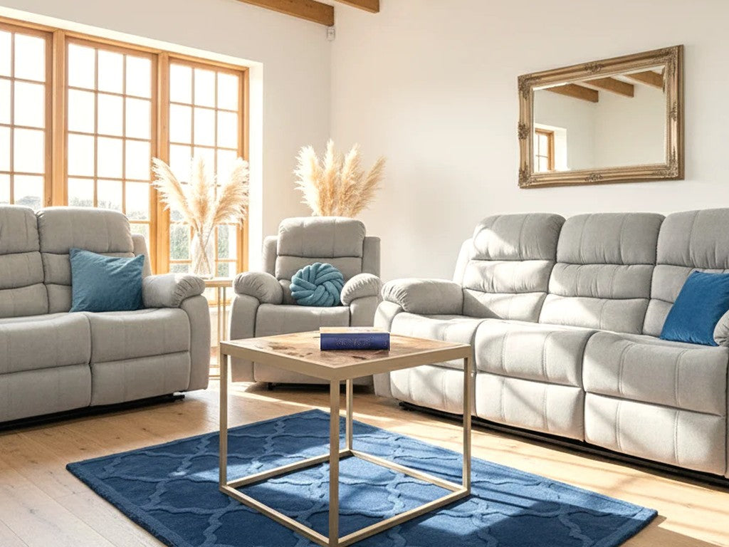 Kendal Manual Recliner Sofa Grey set